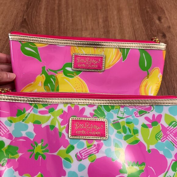Lilly Pulitzer for Estee Lauder Pink Lemon Floral Makeup/Cosmetic Bag Bundle - Picture 7 of 12